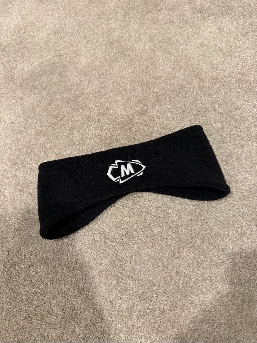 Port Authority Black Fleece Headband with White 'M' Logo